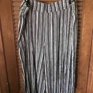 Black and white striped casual pants